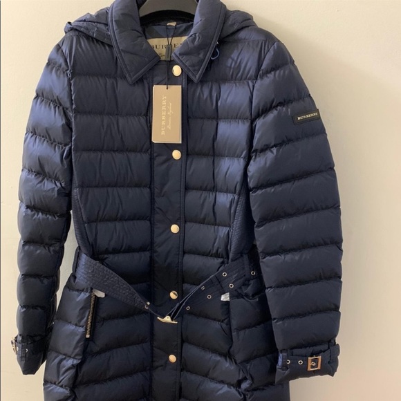Burberry Navy Ashmoore quilted Goose Down Hoodie Coat size Large - Picture 7 of 13